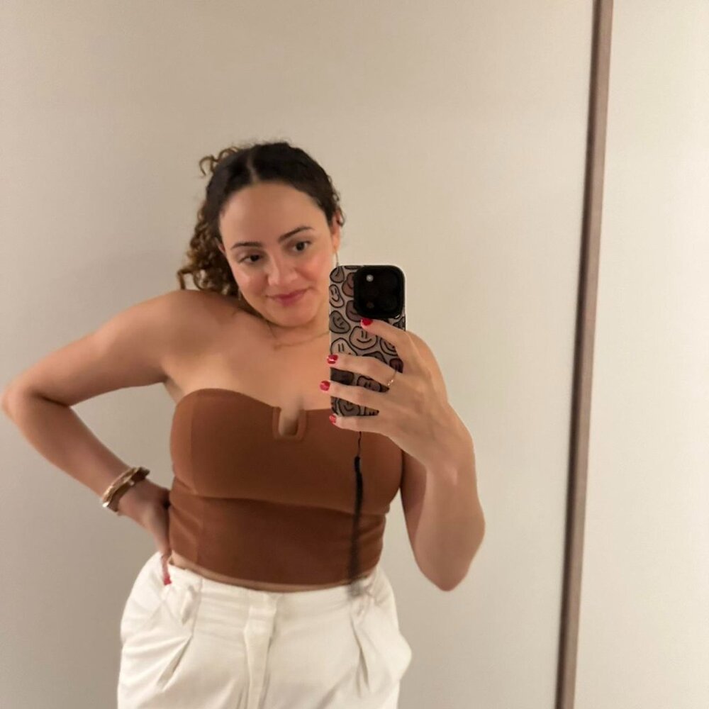 Copper strapless crop top #croptop #abercrombie